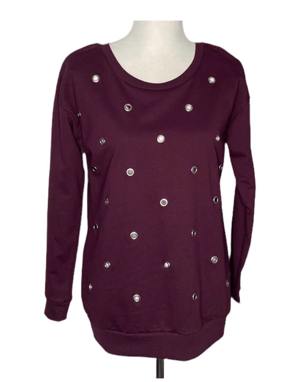 Ultra Flirt Eggplant Grommet-Accent Crewneck Sweatshirt